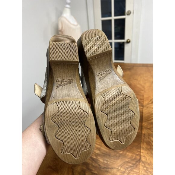 Dansko Woman’s 39 8.5 - 9 Sophie Cream Gold Flecks Leather Comfort Clog Sandals - Picture 7 of 7